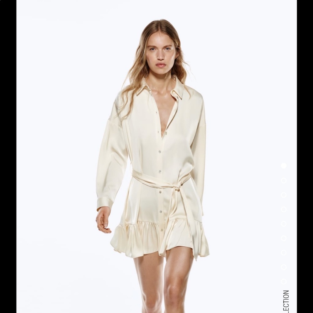 Zara - Ruffled Satin Effect Dress - NWT